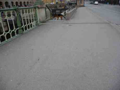 "Kom nu, då! Det är inte farligt med lite fors majeure." Slussen söndag 16 mars 2014 kl 16:50.